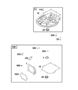 Crankcase Cover/Sump Group Diagram and Parts List for 103M02-0113-F1 100000 - 19Z999 Briggs and Stratton Engine